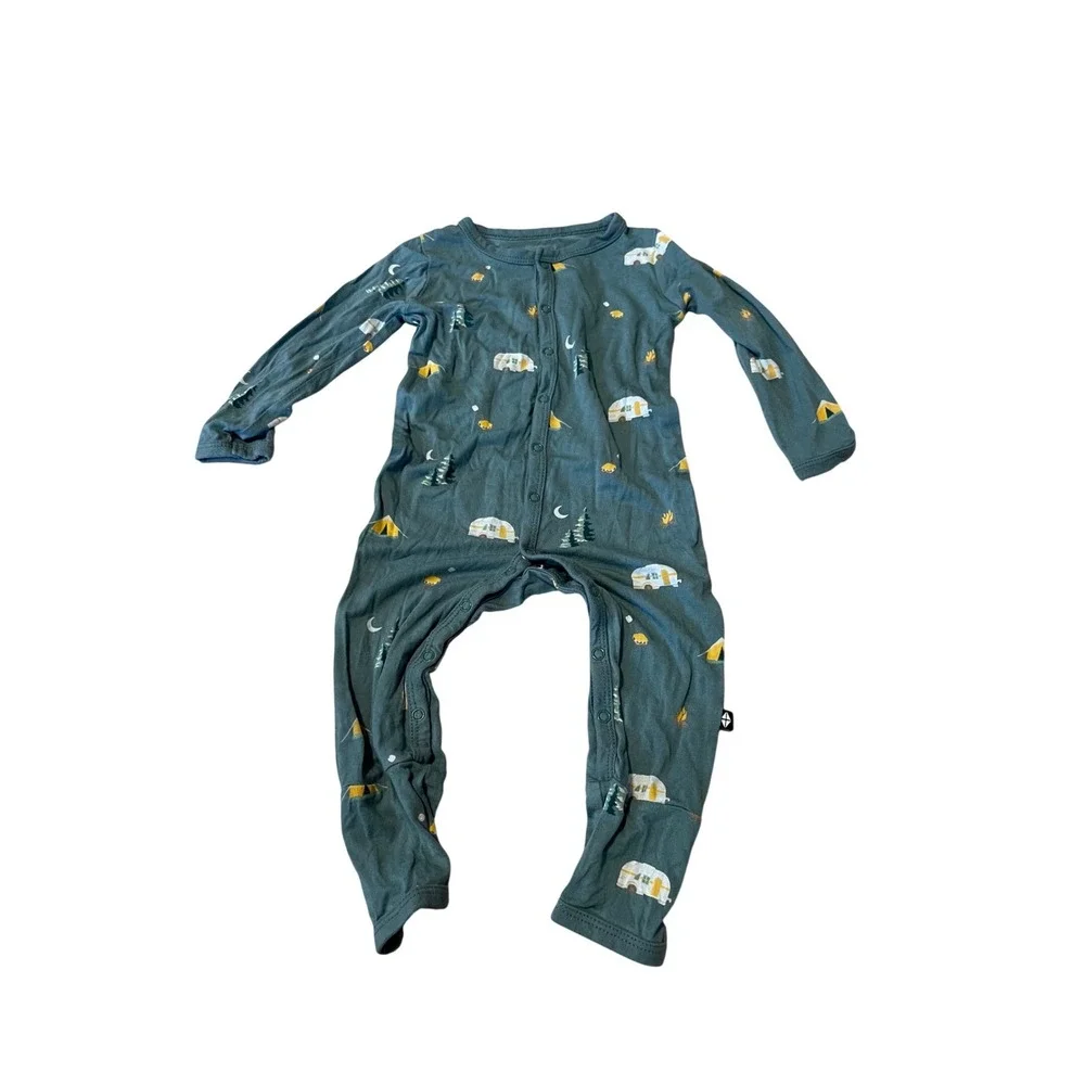Kyte Baby Bamboo Snap Romper 6-12 Months Forest Camper Trailer Sleepwear I03‎